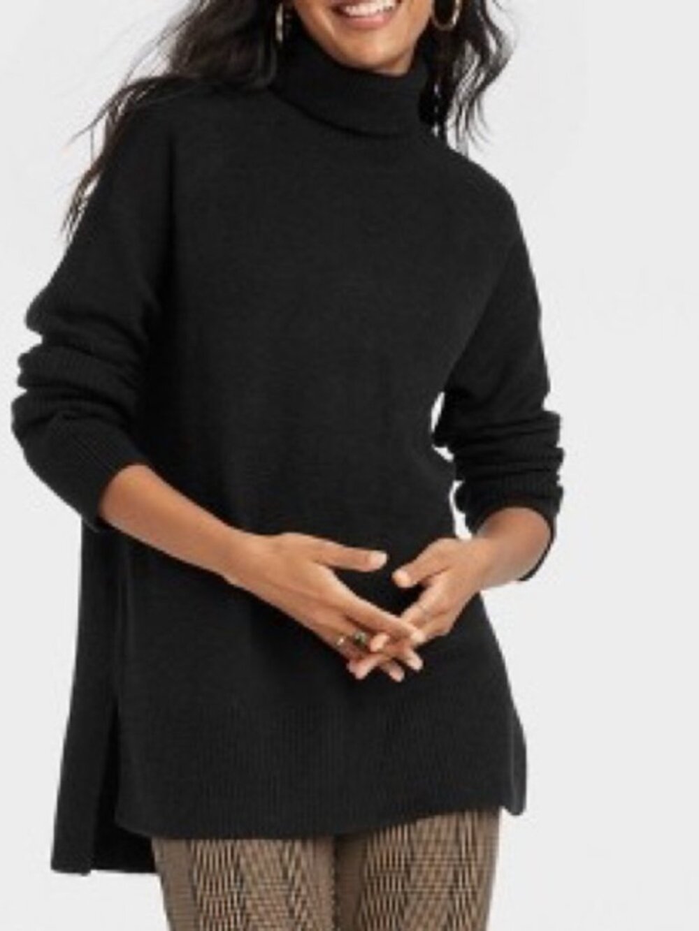 A New Day Black Mock Turtleneck Tunic Sweater